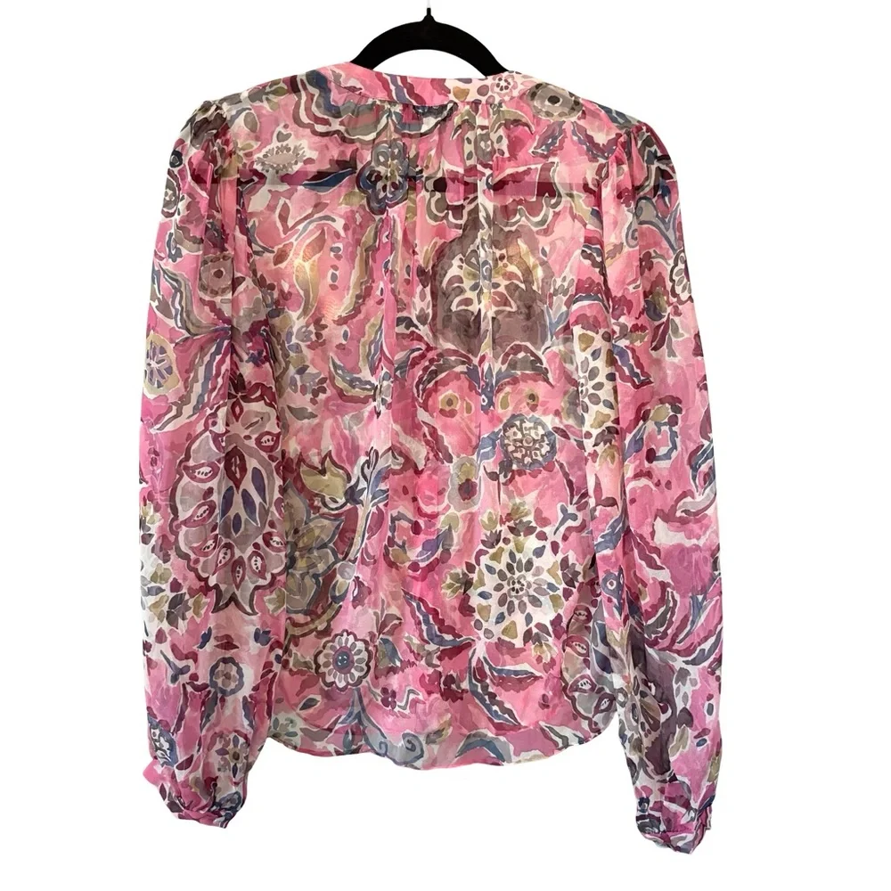 Veronica Beard Ashlynn Silk Top in Rose Multi, Sz 2 - Picture 10 of 16